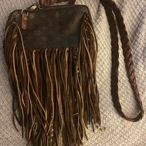Vintage Boho Crossbody. Upcycled Louis Vuitton